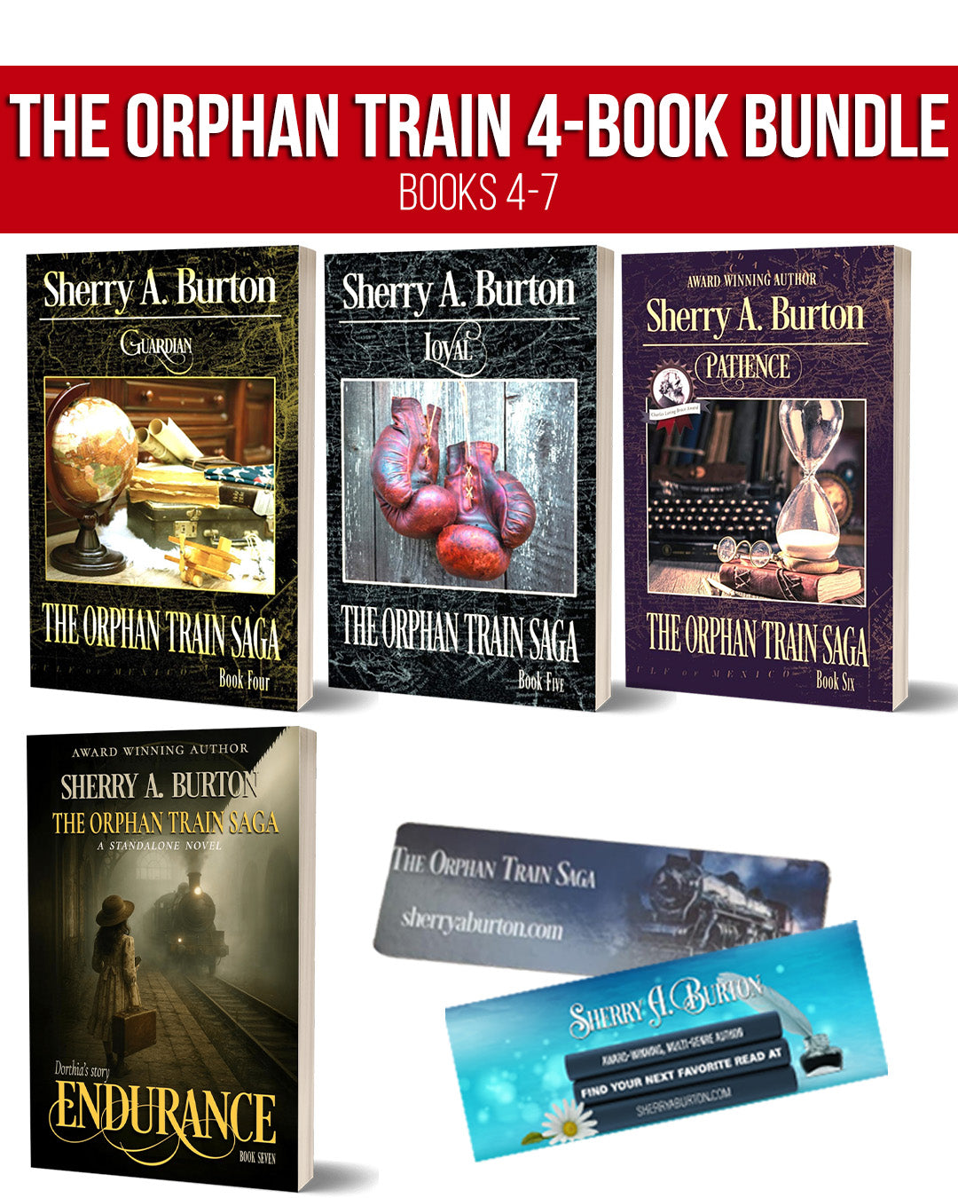 image of books 4-7 in the Orphan Train Saga