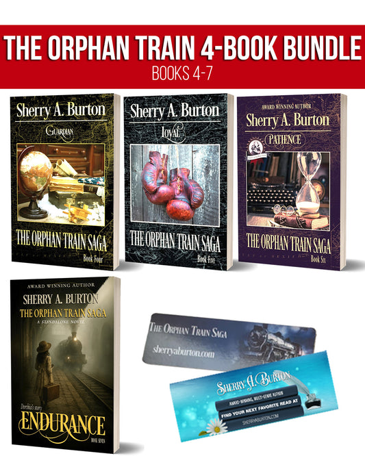 image of books 4-7 in the Orphan Train Saga